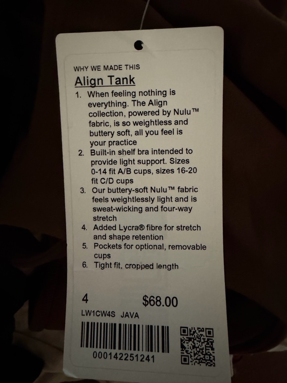 lululemon Align Tank - Java size 4 - RARE OG fit - Picture 4 of 4